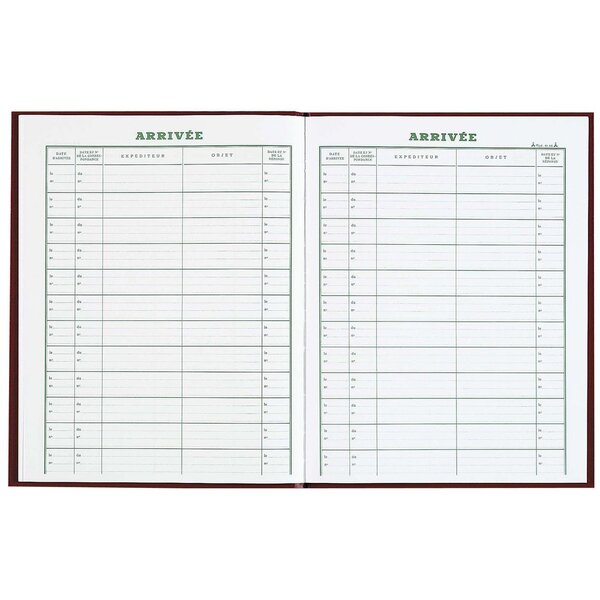 Registre Courrier arrivée - 32 x 24 cm, 160 pages - Rouge