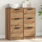 vidaXL Buffets 2 Pièces chêne artisanal 30x30x70 cm bois d'ingénierie