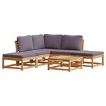 vidaXL Salon de jardin 6 Pièces avec coussins bois d'acacia solide