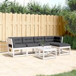 vidaXL Salon de jardin 5 Pièces avec coussins blanc bois massif de pin