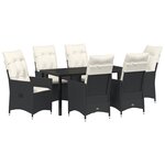 vidaXL Ensemble de salle à manger de jardin de 7 pièces avec coussins en poly rattan noir