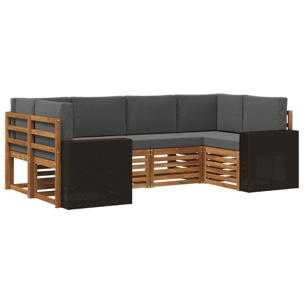vidaXL Ensemble de canapés d'extérieur 6 pc Naturel et Anthracite