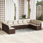 vidaXL Ensemble de canapé de jardin 10 Pièces Marron Poly rotin