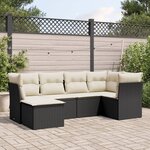 vidaXL Salon de jardin 6 Pièces avec coussins noir résine tressée