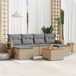 vidaXL Salon de jardin avec coussins 7Pièces mélange beige résine tressée