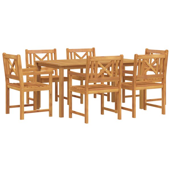 vidaXL Ensemble de repas jardin 7 pièces en bois d'acacia massif
