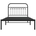 vidaXL Cadre de lit métal avec tête de lit noir 100x190 cm