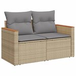 vidaXL Salon de jardin et coussins 14 Pièces mélange beige résine tressée