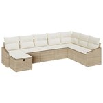 vidaXL Ensemble de canapé de jardin 8 pièces avec coussins Beige en poly-rattan