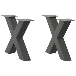 vidaXL Pieds de table basse en forme de X  2 pièces  anthracite  50 x (42-43) cm  acier