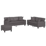 vidaXL Ensemble de canapés 3 Pièces avec coussins gris similicuir