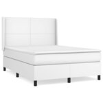vidaXL Sommier à lattes de lit avec matelas Blanc 140x200cm Similicuir