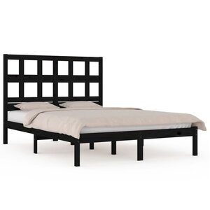 vidaXL Cadre de lit sans matelas noir 200x200 cm bois massif de pin