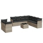 vidaXL Salon de jardin avec coussins 10 Pièces gris clair résine tressée