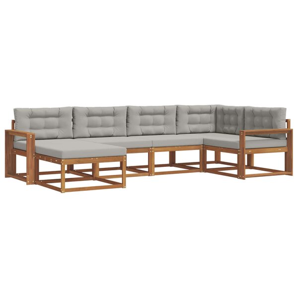 vidaXL Ensemble de canapés d'extérieur 6 pc Naturel et gris clair