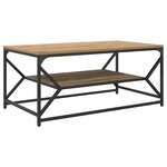 Table basse vidaXL avec étagère en chêne artisan  90x50x40 cm  en bois d'ingénierie