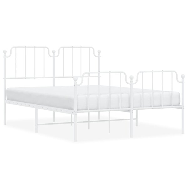 vidaXL Cadre de lit métal avec tête de lit/pied de lit blanc 135x190cm