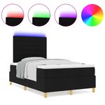 vidaXL Lit à ressorts avec matelas & LED Noir 120x200 cm Tissu