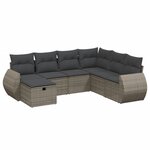 vidaXL Salon de jardin avec coussins 7 Pièces gris résine tressée