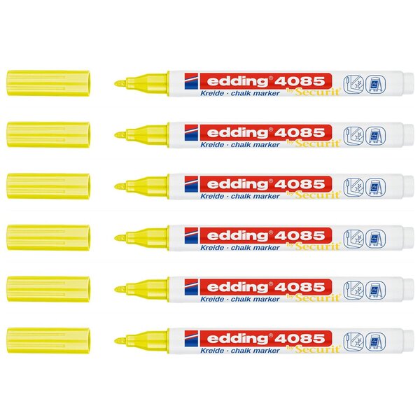 Marqueur Craie Liquide 4085 Jaune fluo Pointe Ronde 1-2 mm x 6 EDDING