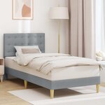 vidaXL Cadre de lit avec tête de lit Gris clair 90 x 200 cm Tissu