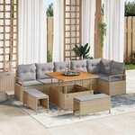 vidaXL Ensemble de canapé de jardin 9 Pièces Beige Poly rotin