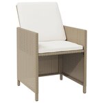 vidaXL Ensemble à manger de jardin et coussins 5 Pièces Poly rotin Beige
