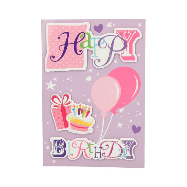 Carte de voeux enfant - anniversaire - happy birthday ballons roses