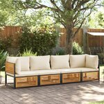 vidaXL Salon de jardin avec coussins 4 Pièces bois d'acacia massif