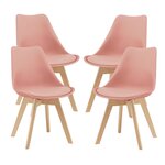 Lot de 4 chaises de salle à manger similicuir hêtre rose 03_0006766