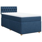 vidaXL Sommier à lattes de lit avec matelas Bleu 90x190 cm Tissu