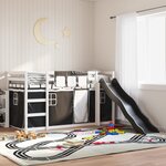 vidaXL Lit superposé sans matelas avec toboggan blanc noir 90x190 cm
