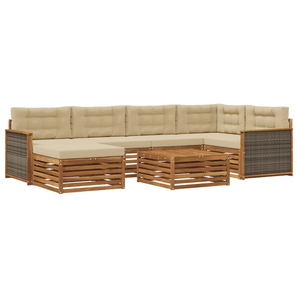 vidaXL Ensemble de canapés d'extérieur 7 pc Naturel et Beige