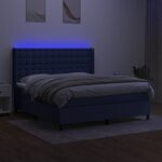 vidaXL Sommier à lattes de lit matelas et LED Bleu 180x200 cm Tissu