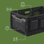 Pack and Move - Lot 3 Bacs Rangement Pliables - Charge 20 kg - 40 x 60 x 25 9 cm - Stockage Outillage - Rangement Facile - Robustes - 55L