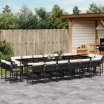 vidaXL Ensemble à manger de jardin 17 Pièces coussins noir résine tressée