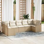 vidaXL Ensemble de canapé de jardin 7 Pièces Beige  blanc Poly rotin