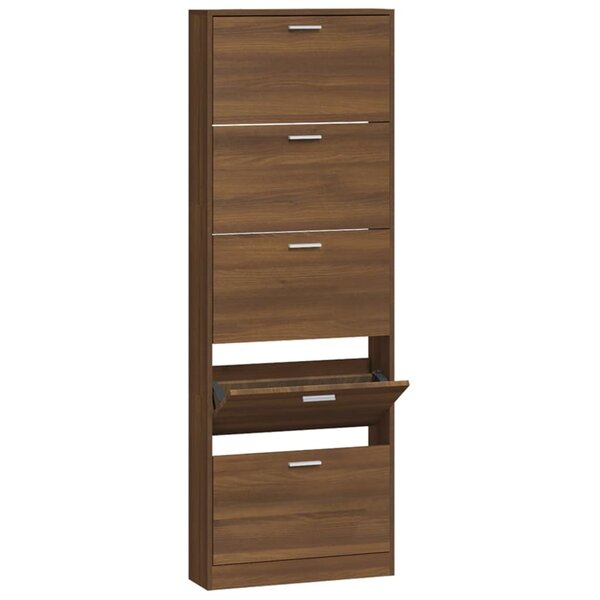 vidaXL Armoire à chaussures Chêne marron 59x17x169cm Bois d'ingénierie