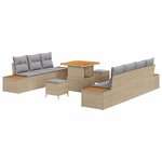 vidaXL Ensemble de canapé de jardin 10 Pièces Beige Poly rotin