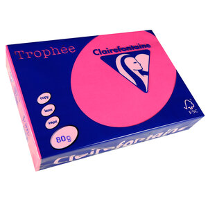 Ramette 500 Feuilles Papier 80g A4 210x297 mm Certifié FSC Rose fuchsia CLAIREFONTAINE