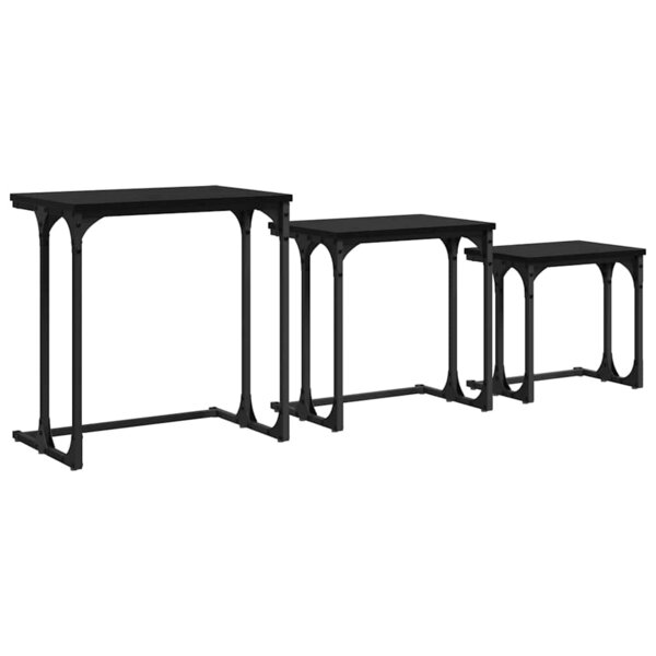 vidaXL Table basse gigogne 3 Pièces Chêne noir 50.5 x 35 x 53 cm