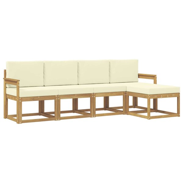 vidaXL Ensemble de canapés d'extérieur 5 pc Blanc et crème