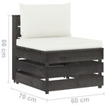 vidaXL Salon de jardin 3 Pièces avec coussins gris bois imprégné