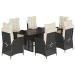 vidaXL Ensemble à manger de jardin coussins 7Pièces Noir Résine tressée