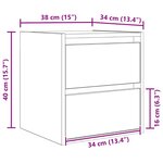 vidaXL Table de chevet murale sonoma gris 38x34x40 cm