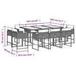 vidaXL Ensemble à manger de jardin et coussins 11 Pièces marron rotin