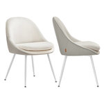 Lot de 2 chaises salle à manger supportant jusqu’à 120 kg coussin rembourré 55 cm d’épaisseur pieds évasés pour bureau salon gris tourterelle et blanc 12_0006218