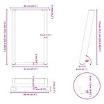 vidaXL Pieds de table à manger en U 2 pièces Noir 60 x (72-73) cm Acier