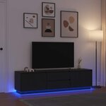 vidaXL Meuble TV avec lumières LED chêne noir 193 5x41x50 cm