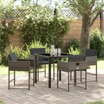 vidaXL Ensemble de repas de jardin 5 pièces avec coussins gris rattan poly